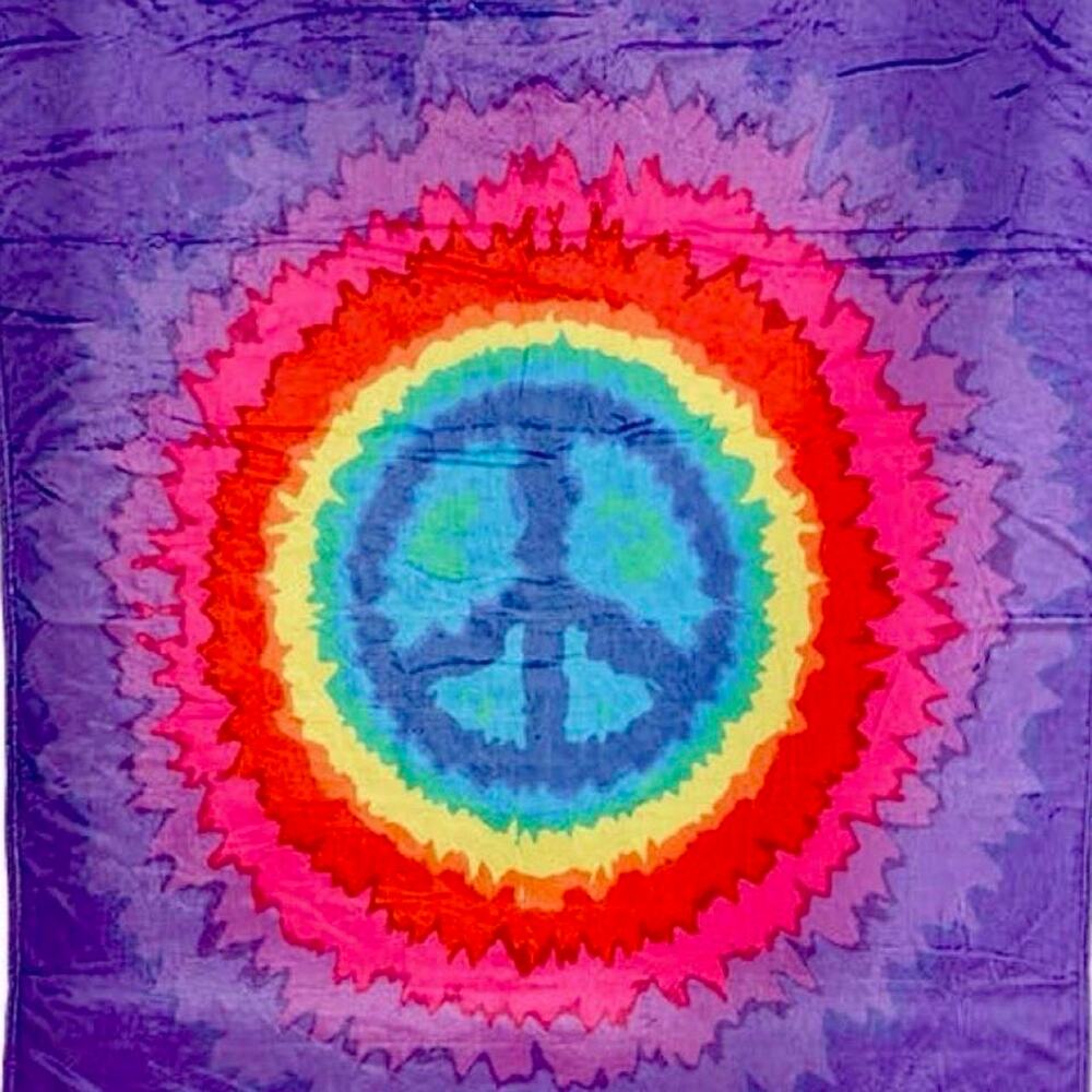 Tie dye peace sign blanket